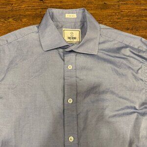 Todd Snyder Blue 2-Ply Cotton Dress Long Sleeve Button Up Shirt Men's 16-34/35
